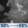Tonight: A chance of showers and thunderstorms before 8pm, then showers and thunderstorms between 8pm and 2am. Mostly cloudy, with a low around 52. West wind 5 to 10 mph, with gusts as high as 20 mph. Chance of precipitation is 90%. New rainfall amounts between a tenth and quarter of an inch possible. Tonight: Chance Showers And Thunderstorms then Showers And Thunderstorms